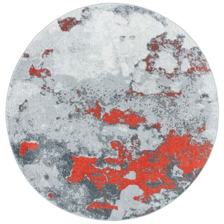 Safavieh 4 x 4 ft. Adirondack Power Loomed Round Area Rug; Orange & Grey ADR134P-4R